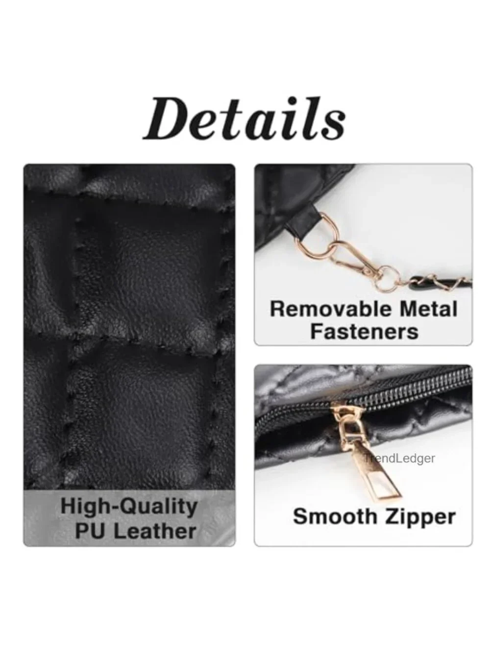 PU Leather Crossbody Bag Metal Bow Phone Bag Zipper Fashion Shoulder Bag